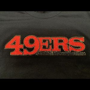 Glitter and Rhinestone 49ers T-Shirt Black